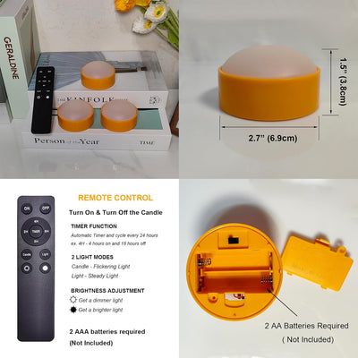 3 Luces Calabaza Halloween LED Parpadeante con Control Remoto