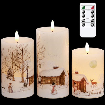 Velas LED muñeco nieve Navidad con temporizador mecha 3D