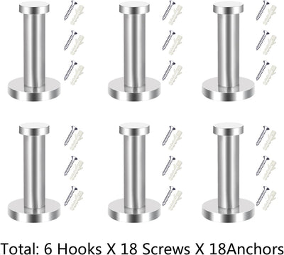 6 Ganchos Toalla Acero Inox Níquel Cepillado Plateado