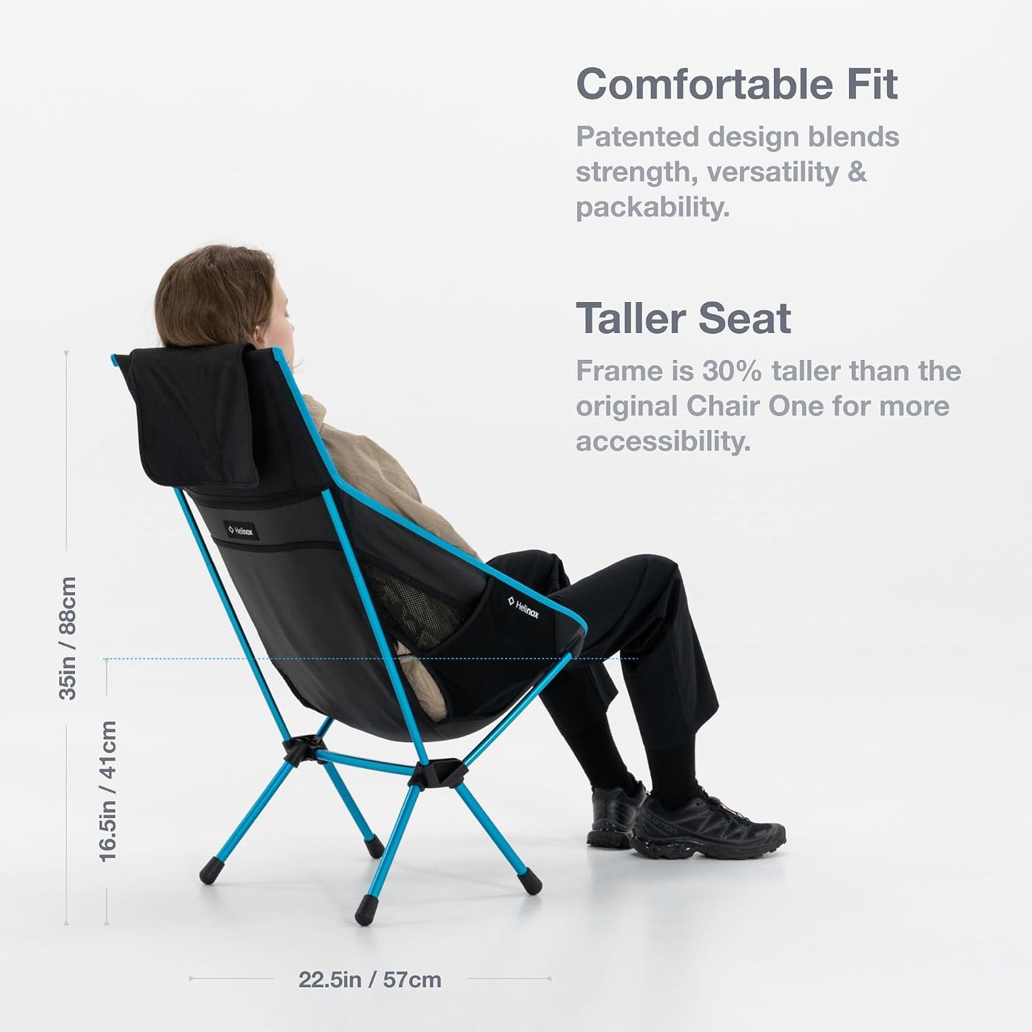Silla camping alta resistente color negro