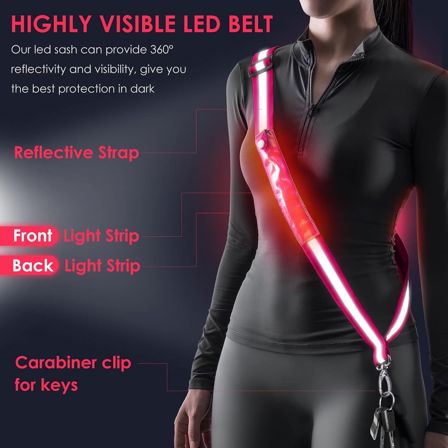 Cinturón LED reflectante ajustable para correr por la noche