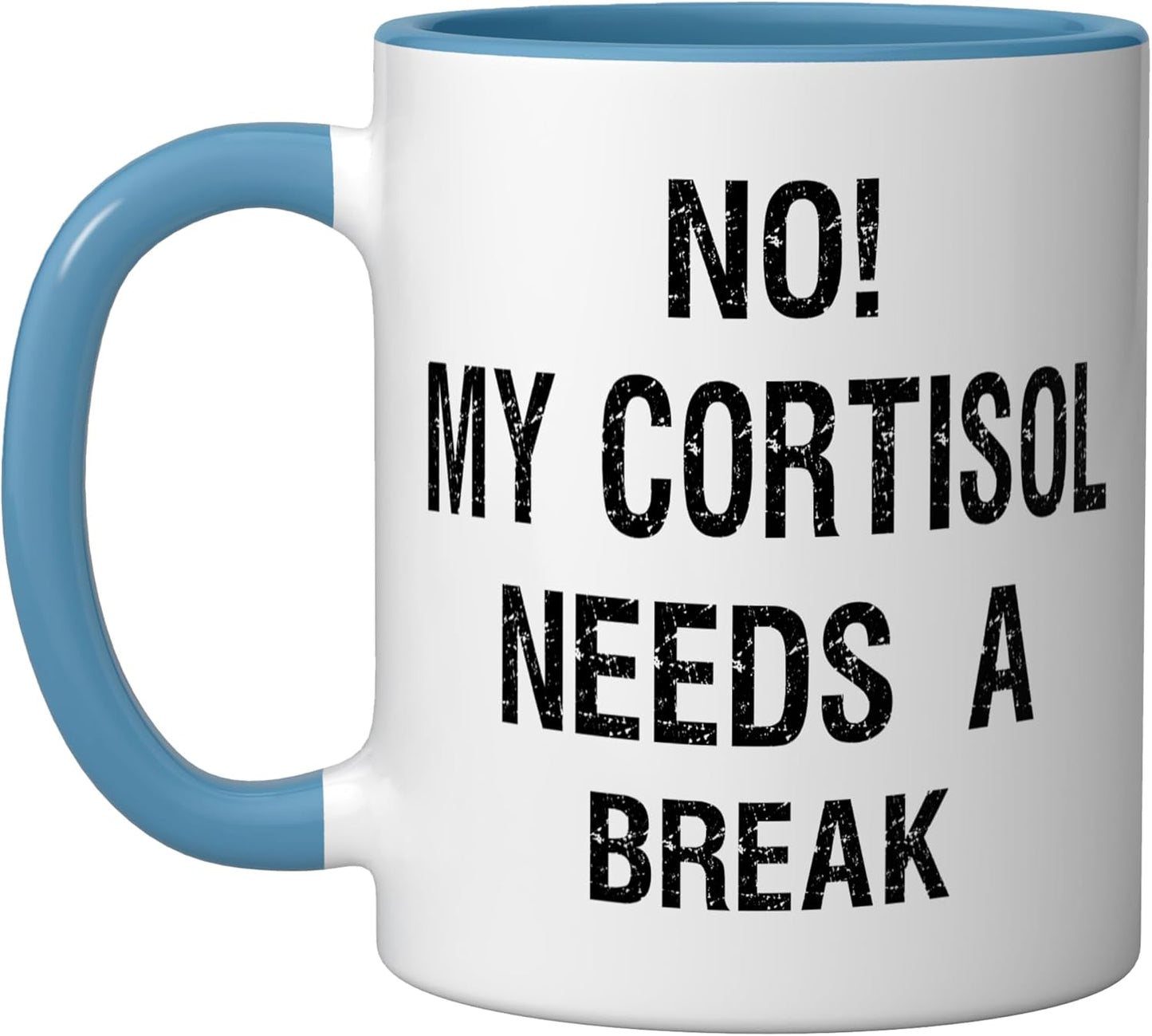 Taza Cerámica Cortisol Level Text Only Meme Azul Blanco
