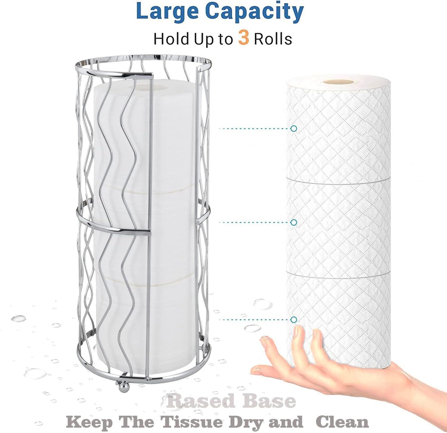 Soporte papel higiénico metal cromado 3 rollos jumbo