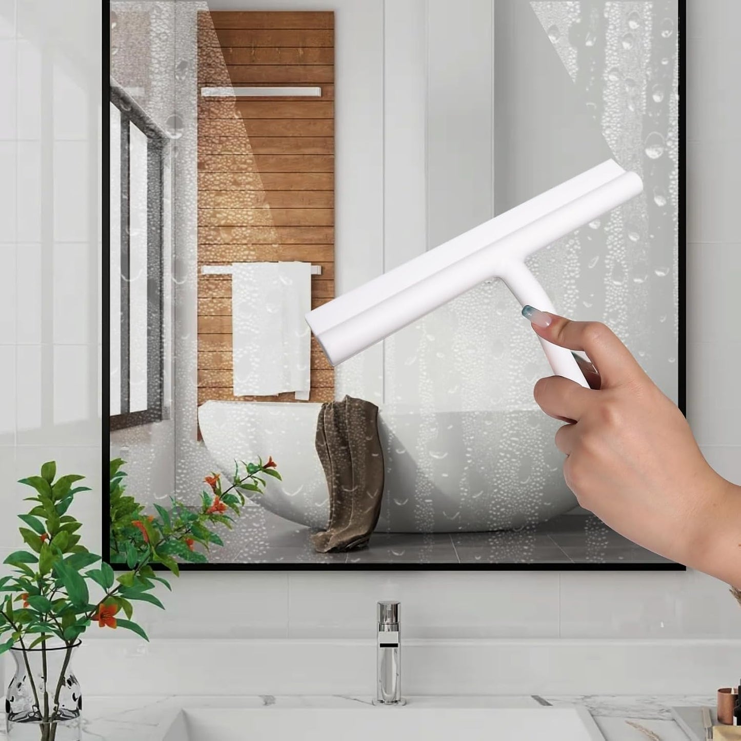 Escobilla ducha puerta vidrio silicona mango ergonómico