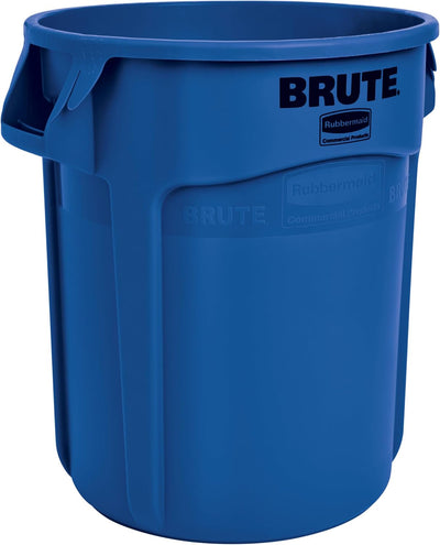 Bote basura redondo 44gal color gris y azul