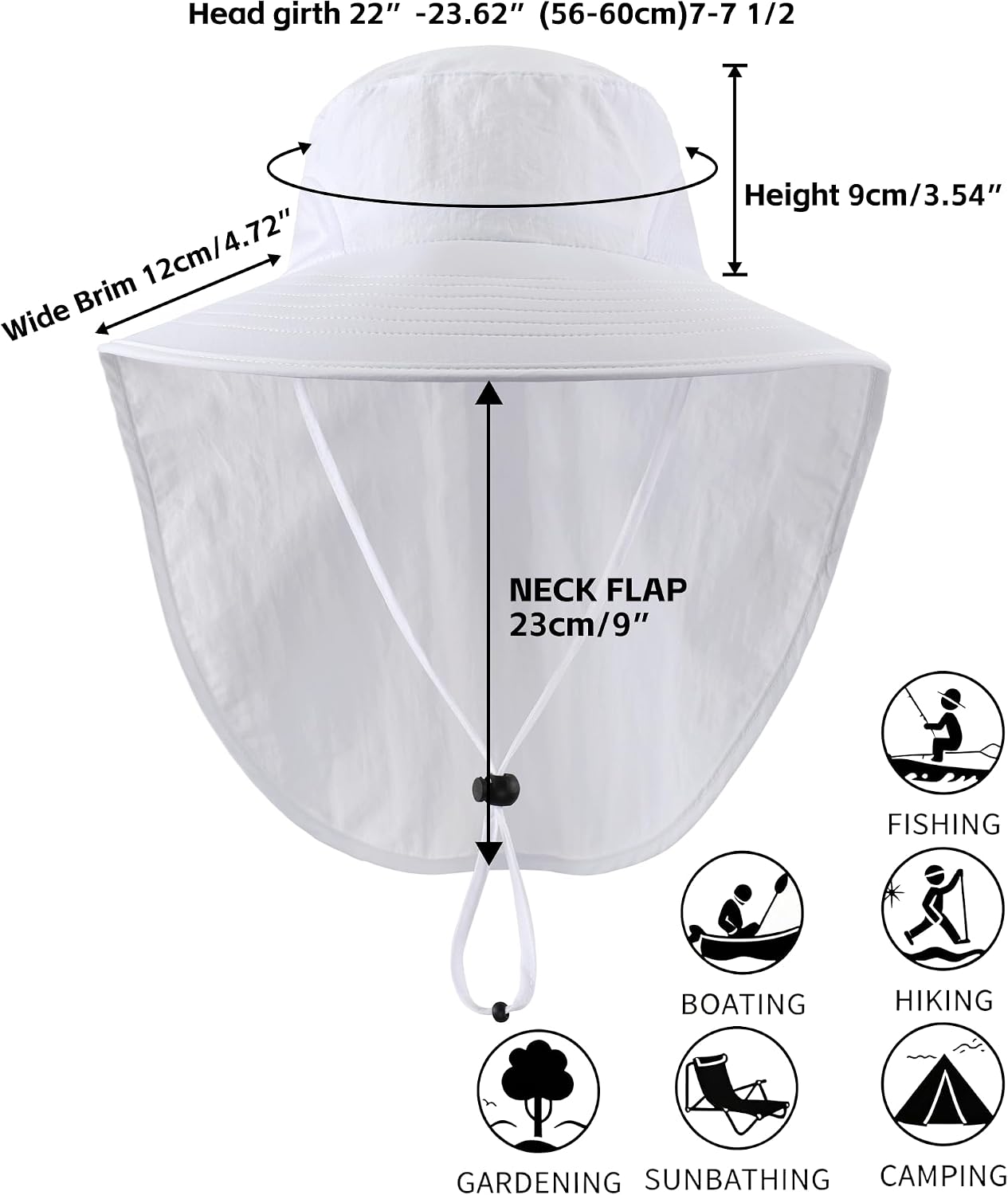 Sombrero sol UPF50 malla ala ancha con solapa cuello