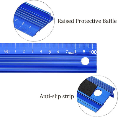 Regla metal aluminio 39.4pulg medición precisa corte recto azul