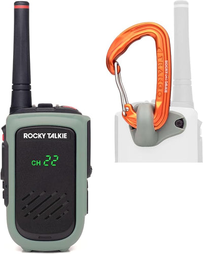 Radio GMRS 5W IP67 con mosquetón y alertas meteorológicas