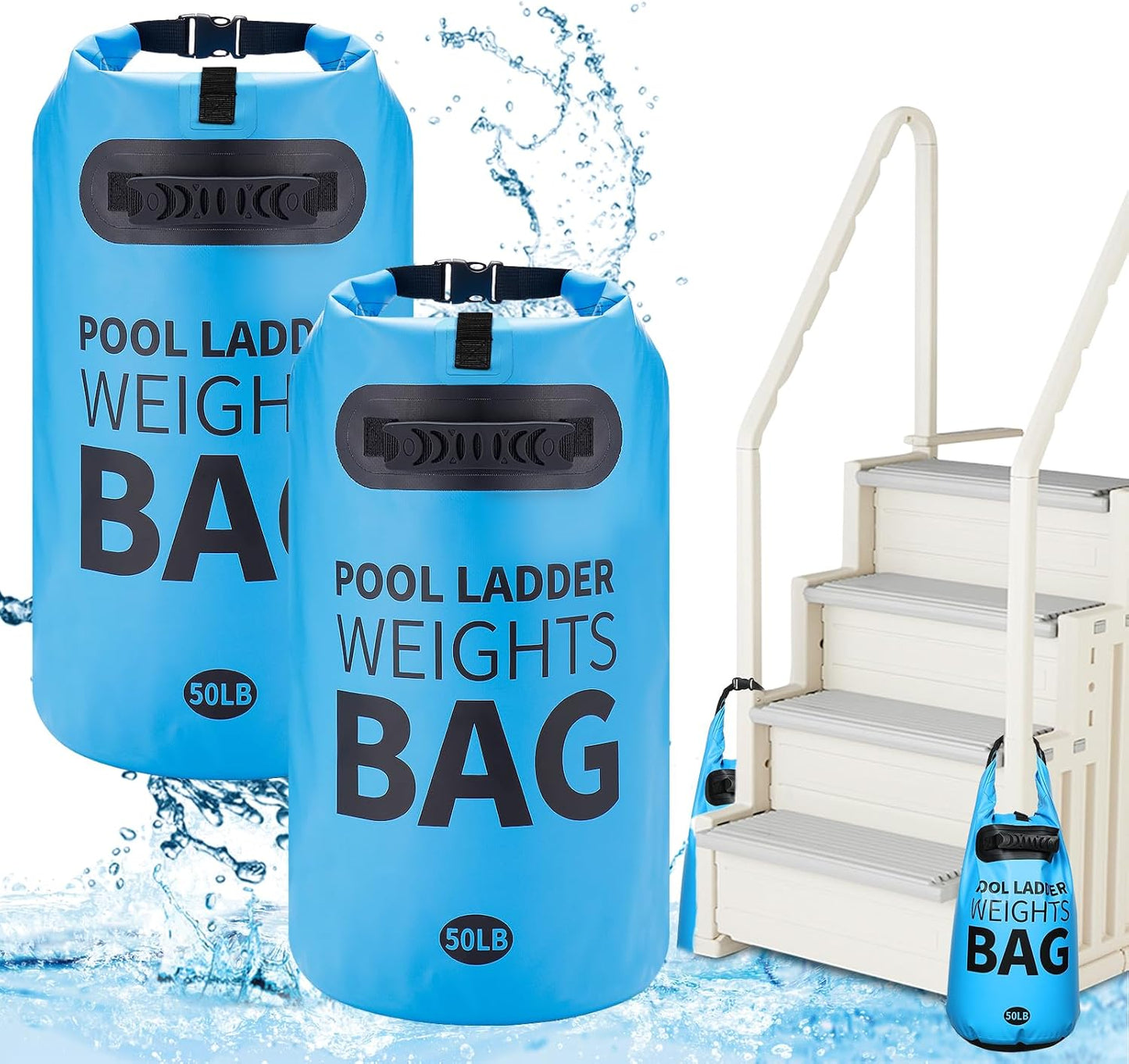 Pesos escalera piscina bolsas arena 50lb anclajes PVC resistentes