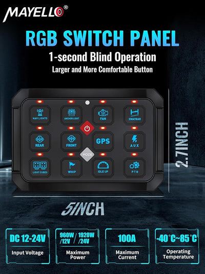 Panel interruptor RGB 12 bandas 12-24V con memoria