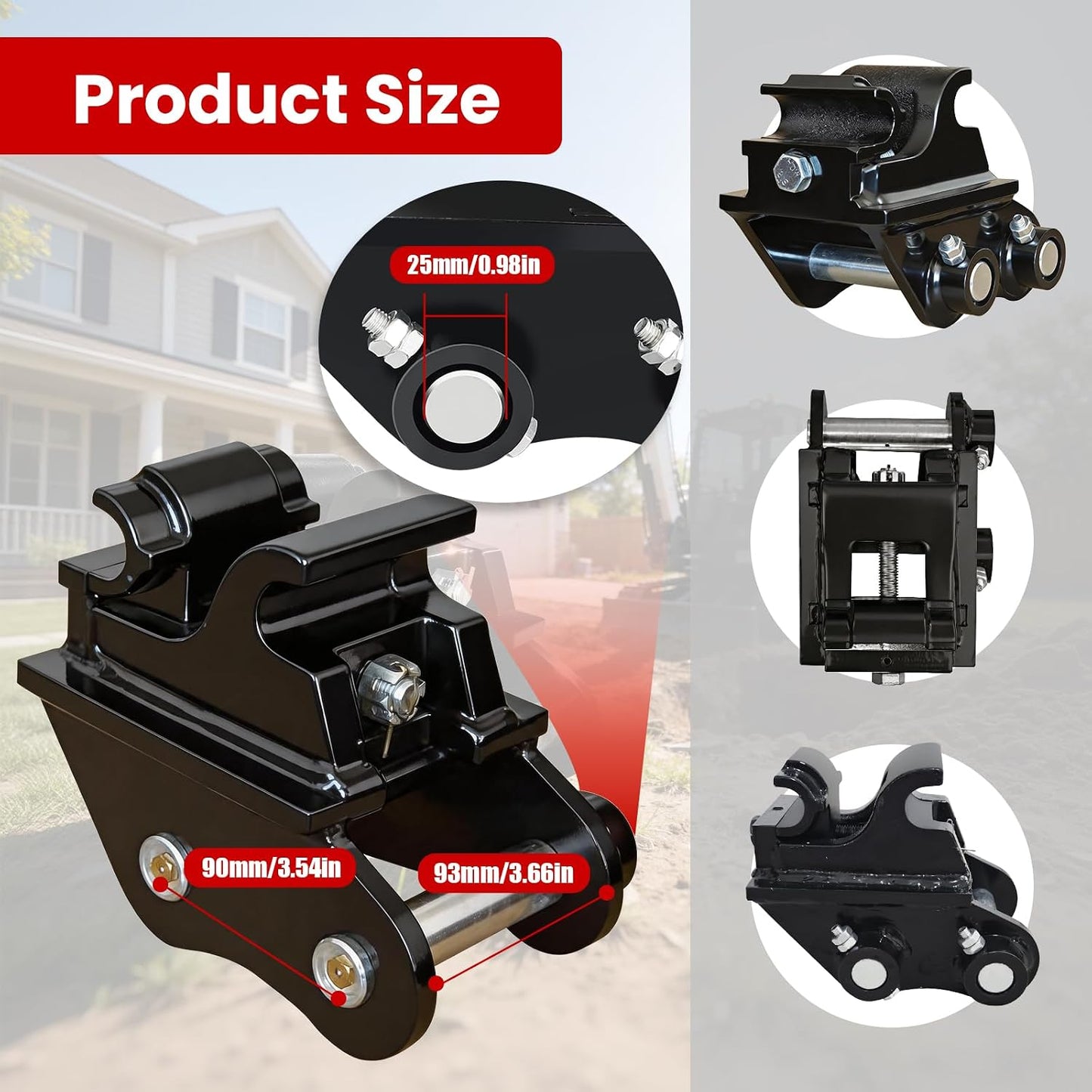 Acoplador mecánico rápido para mini excavadoras 3t negro