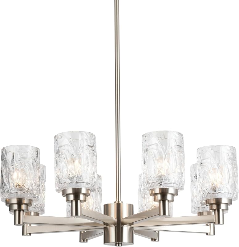 Candelabro comedor 26" 8 luces níquel cepillado