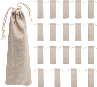 20 Bolsas Algodón Lino para Pajitas Cubiertos