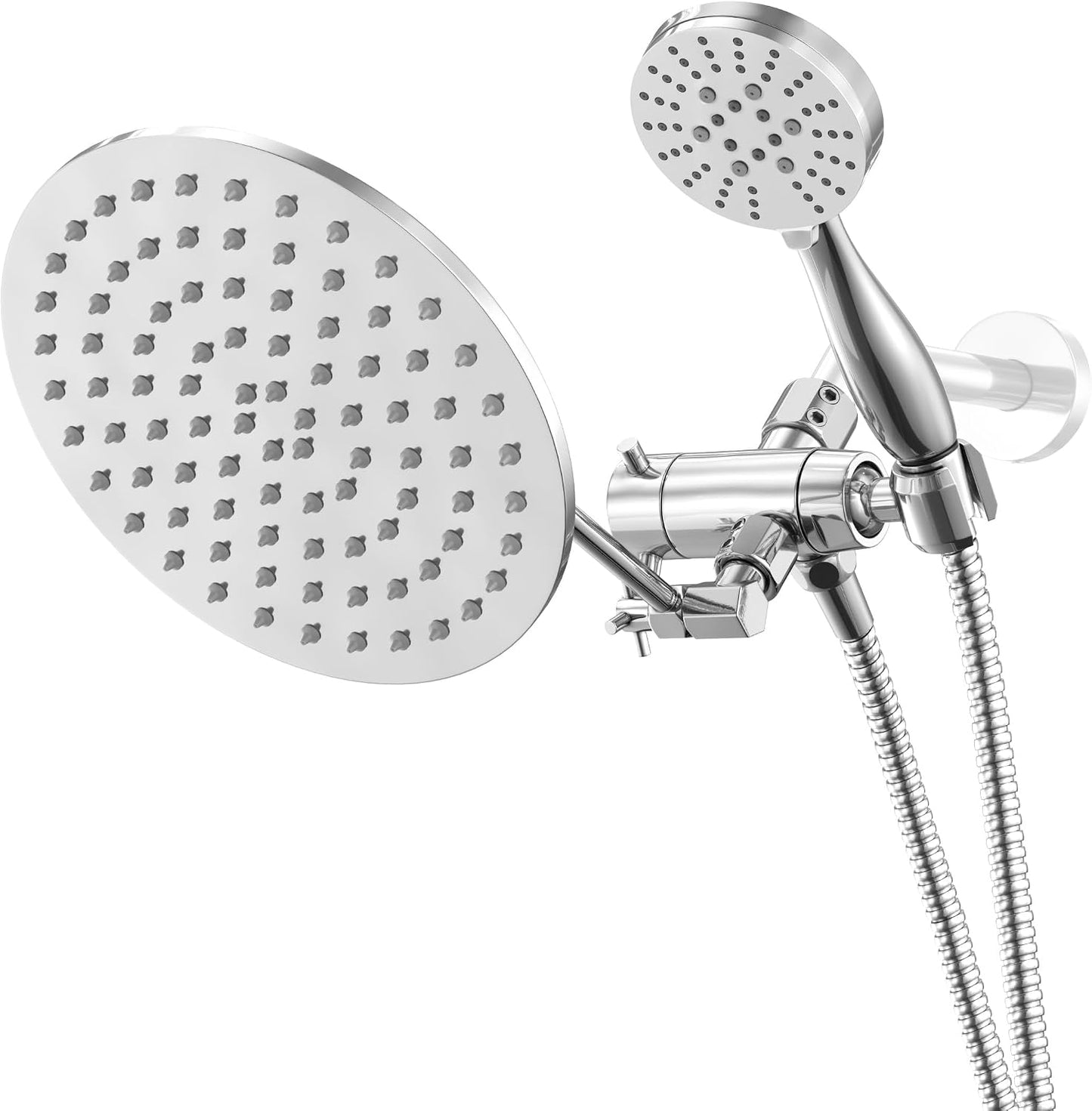 Cabezal ducha doble 3 rociadores metal cromado 12pulg