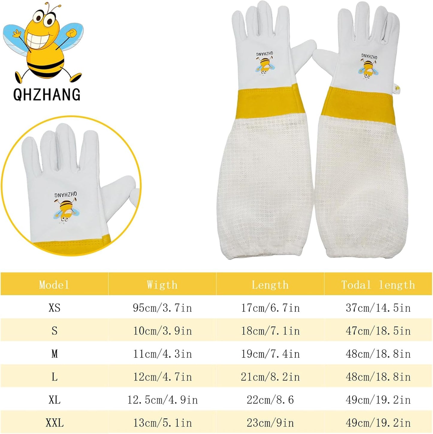 Guantes apicultura piel cabra 3 capas puño elástico unisex