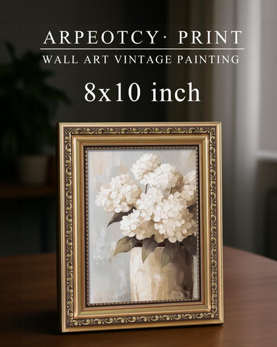 Arte floral vintage enmarcado en oro 8x10"