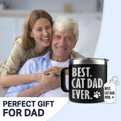Taza café negra 14oz regalo día padre gatos