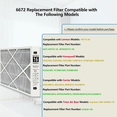 2 Filtros MERV 16 X6672 Comp Lennox HCC16-28