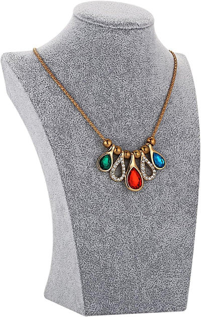 Busto exhibición collar terciopelo gris 10"