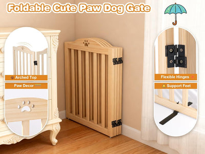 Puerta plegable para perros 4 paneles con patas de apoyo