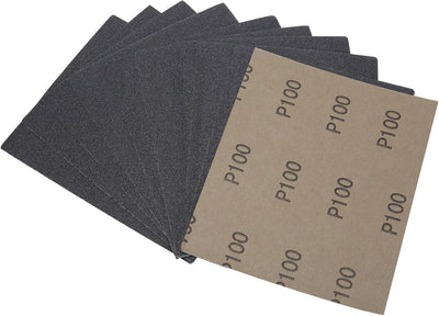 Hojas lija 100 grano 25 pzas 4.5x5.5 carburo silicio