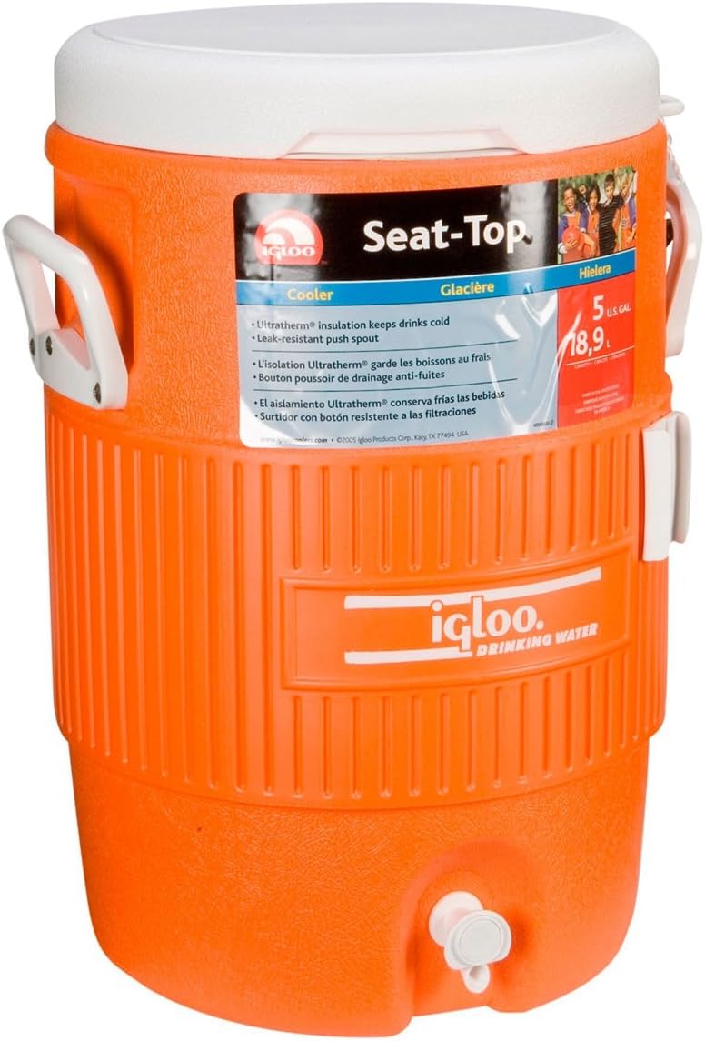 Enfriador 5gal con tapa asiento naranja