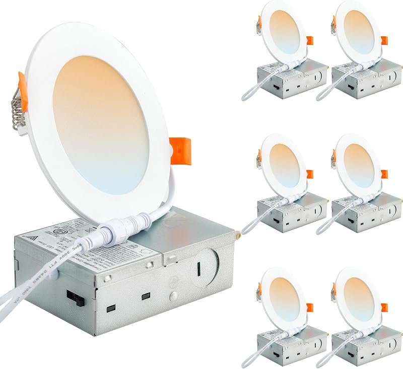 6 Luces LED empotrables 4" regulables cocina dormitorio