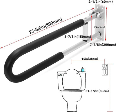 Barra agarre inodoro 23.6" plegable baño seguridad