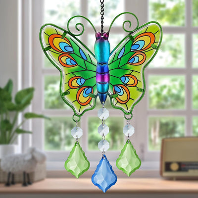 Atrapasoles cristal mariposa colgante 11x6" jardín