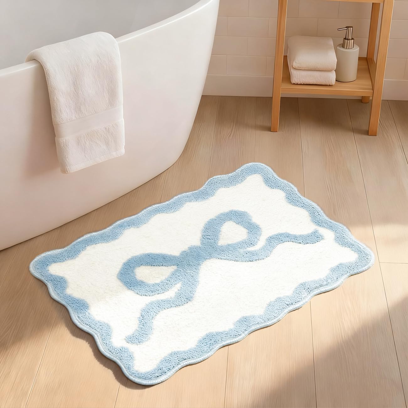 Alfombra baño con lazo festoneado microfibra antiderrap