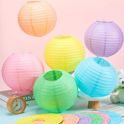 12 Linternas Papel 10pulg Colores Pastel Decoración Fiesta Aula