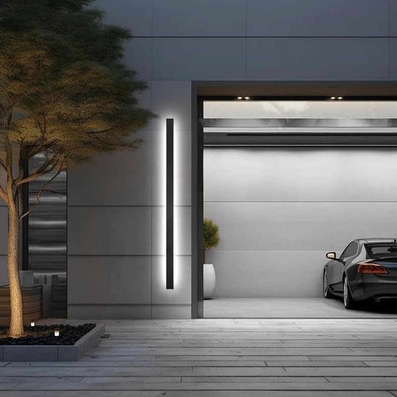 Luz pared LED larga 59" IP65 negro exteriores