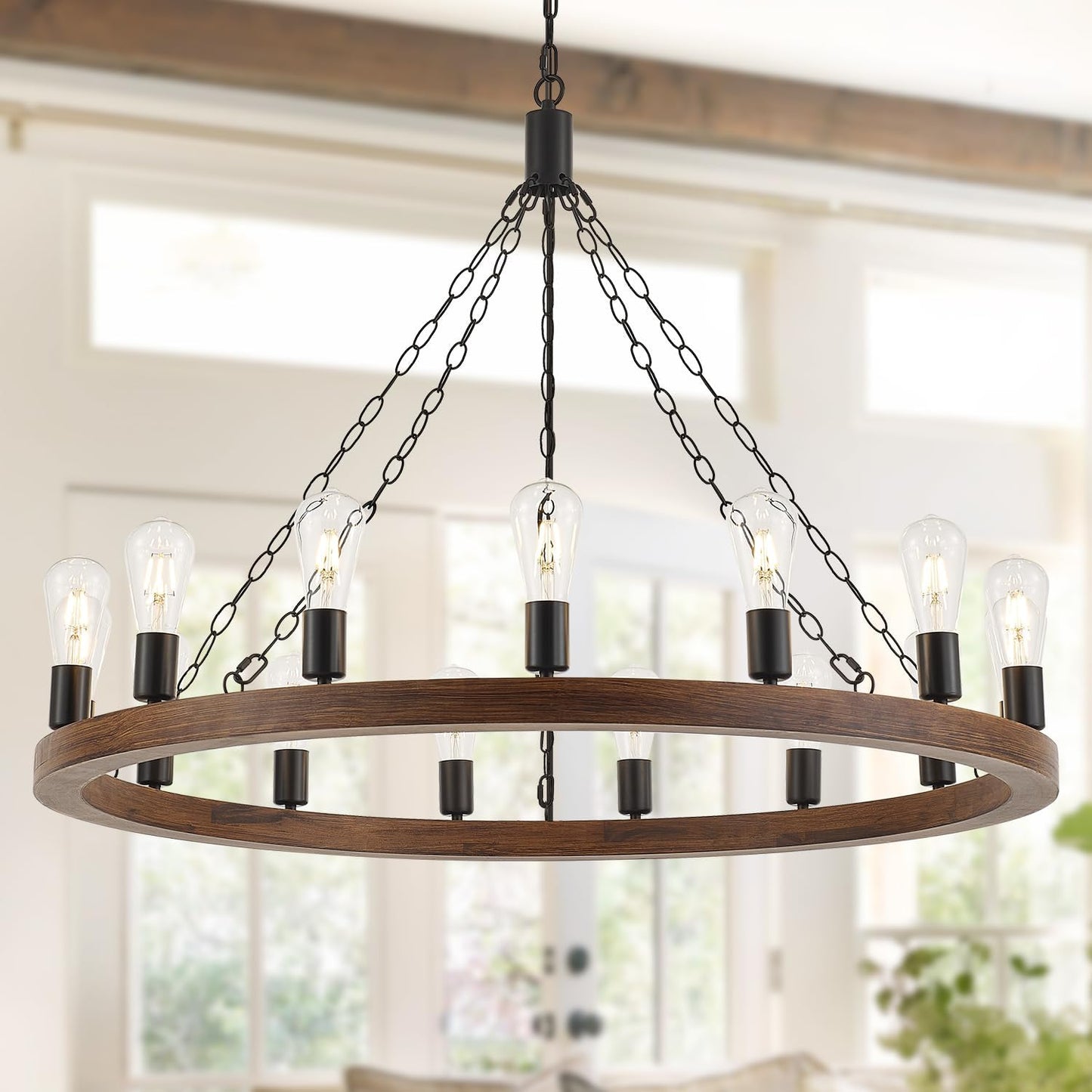 Candelabro madera 40pulg 15 luces estilo granja sala de