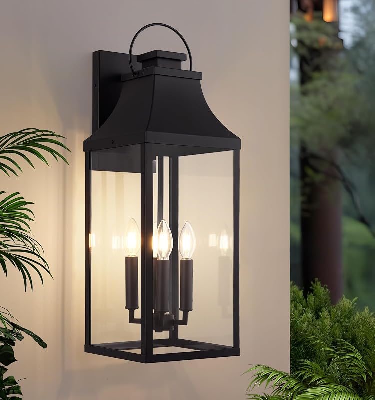 Lámpara pared exterior 4 luces negro 25pulg