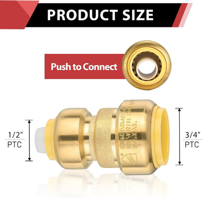 10 Acoplamientos Reductores Push Fit 3/4x1/2 para Cobre Pex CPVC