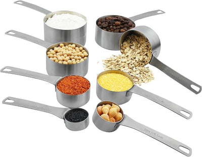 Juego tazas y cucharas medidoras acero inox 18/8 cocina