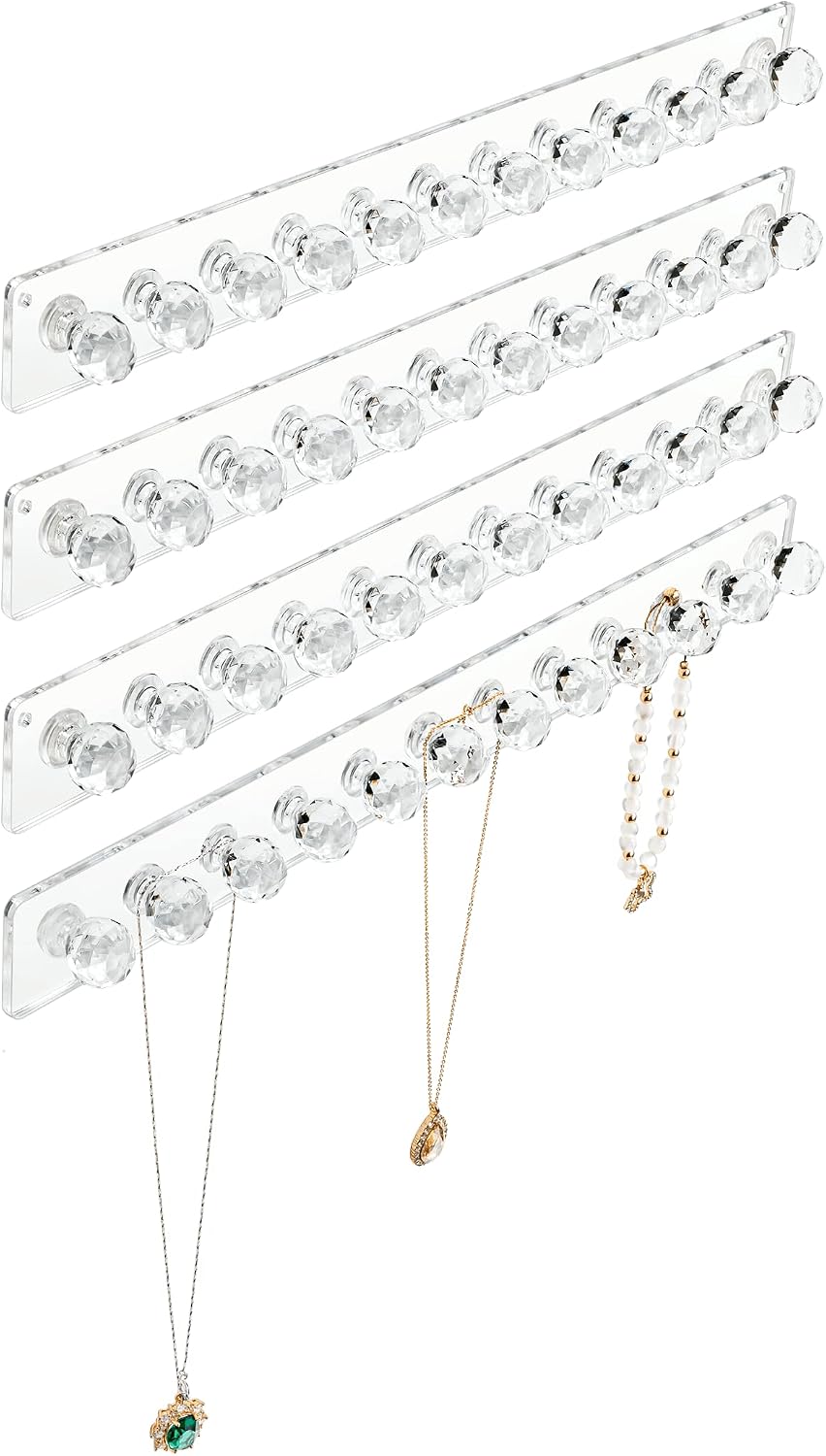 Percha organizadora collares acrílico transparente set 4