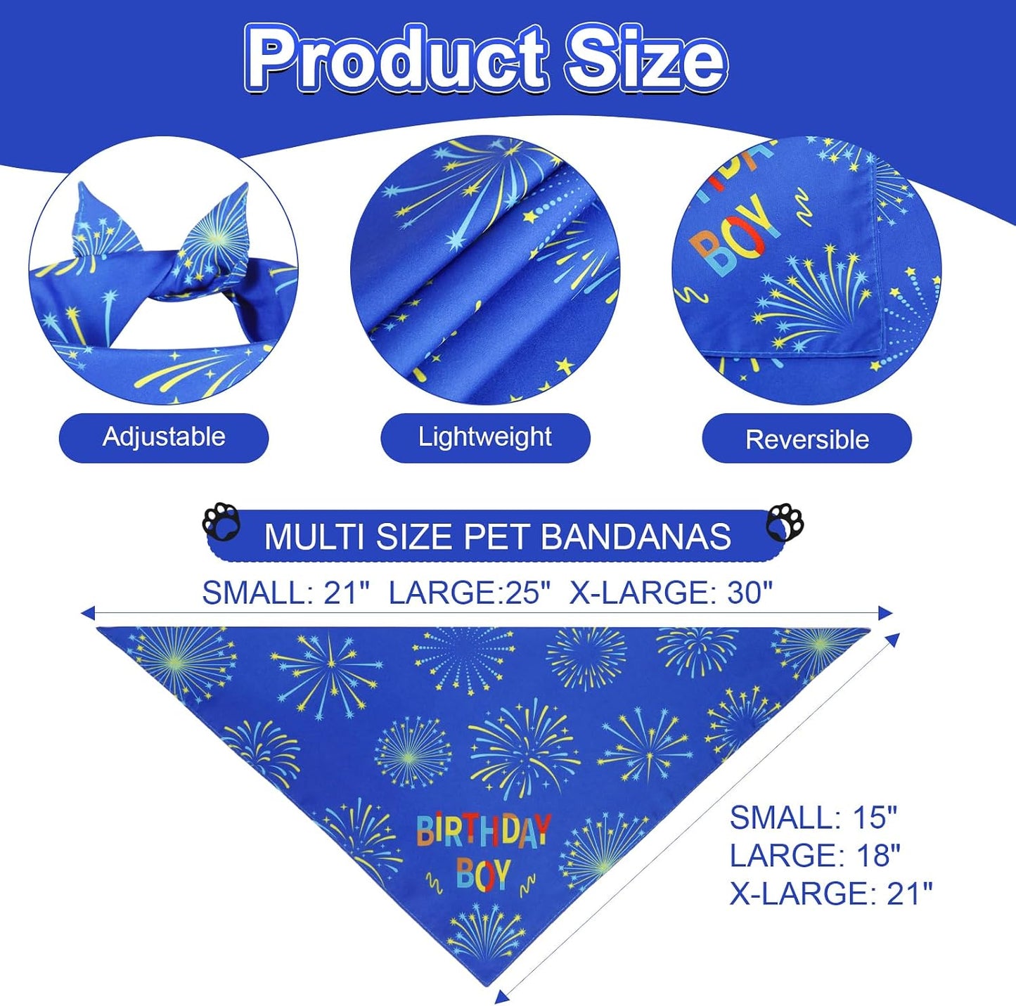 Bandana azul cumpleaños perro extra grande reversible