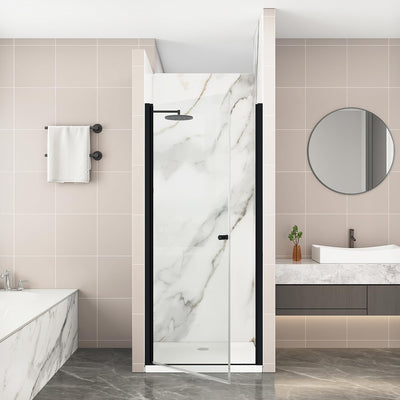 Puerta ducha pivotante 28-30pulg x72pulg vidrio templado negro