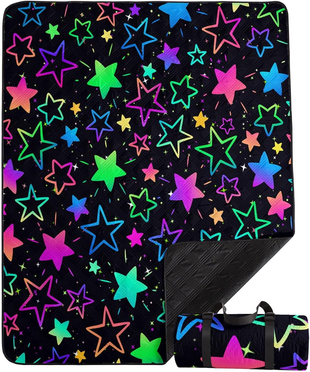 Manta picnic estrellas coloridas impermeable