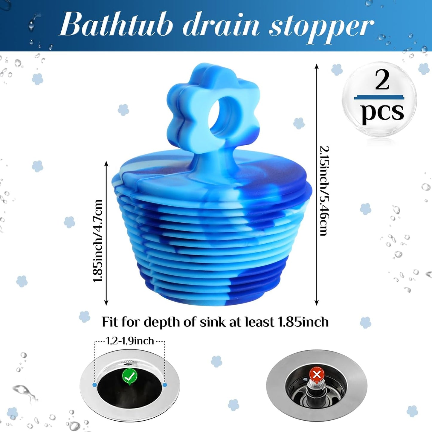 Tapón silicona flor bañera ducha desagüe azul camuflaje