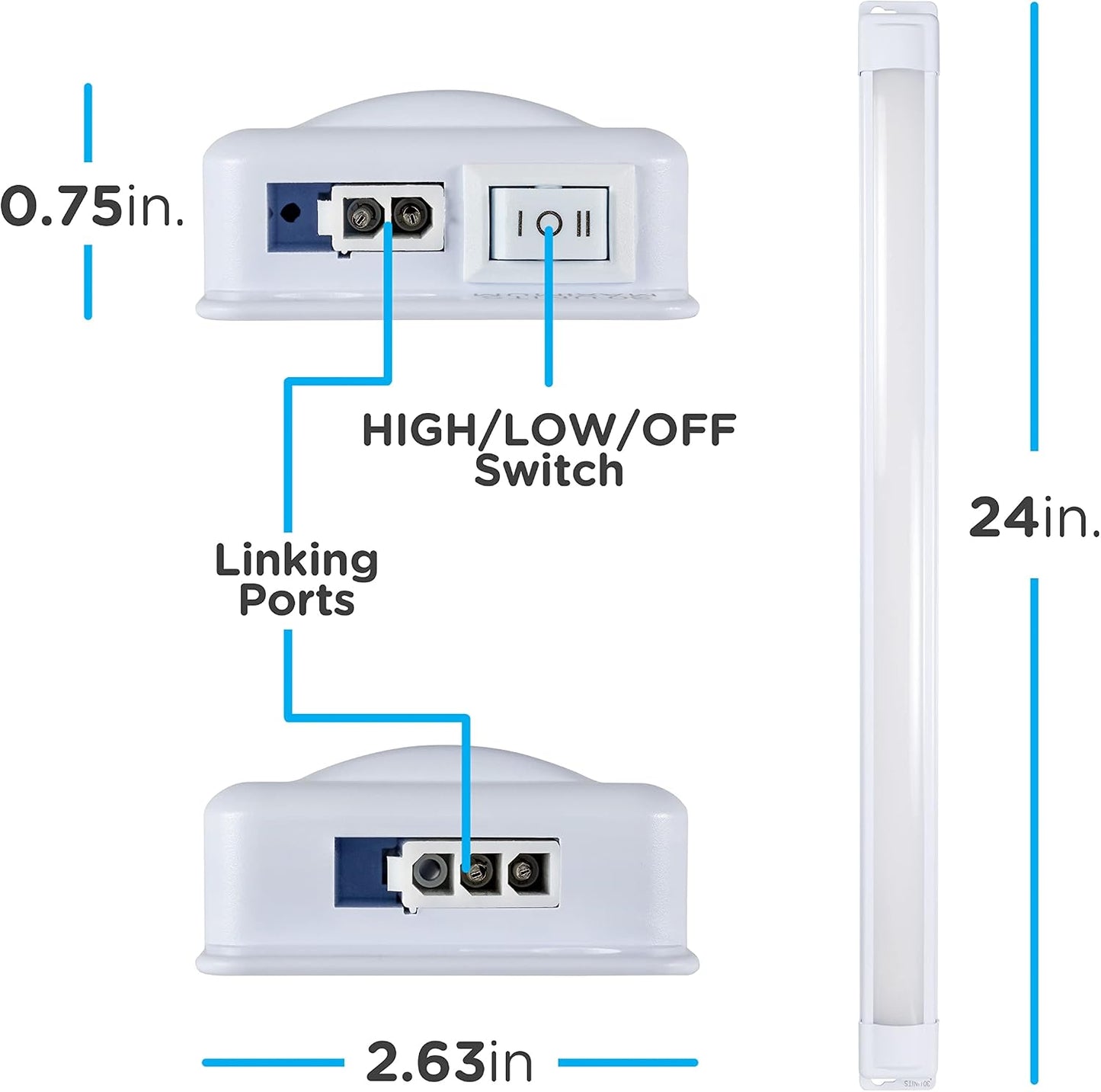 Barra luz LED fina para clóset 12pulg enchufable