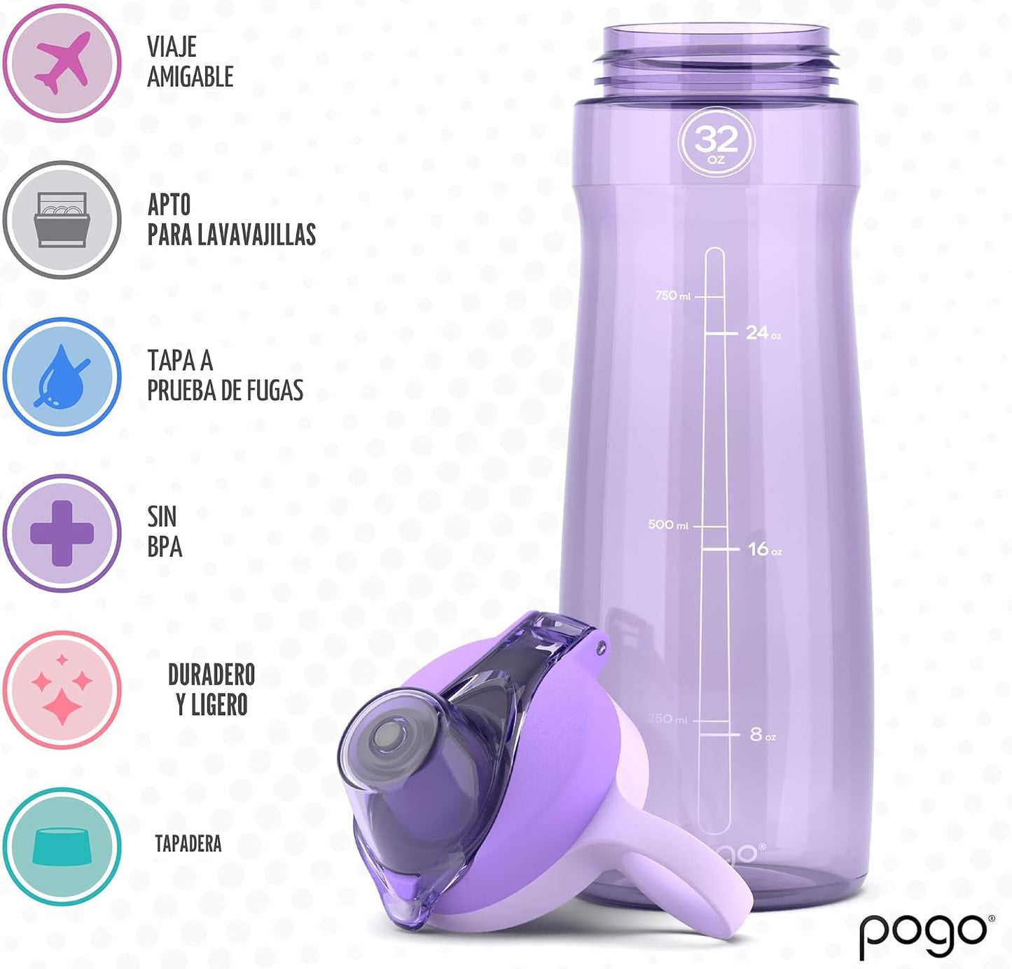 Botella agua plástico 32oz tapa deslizable asa reutilizable sin BPA