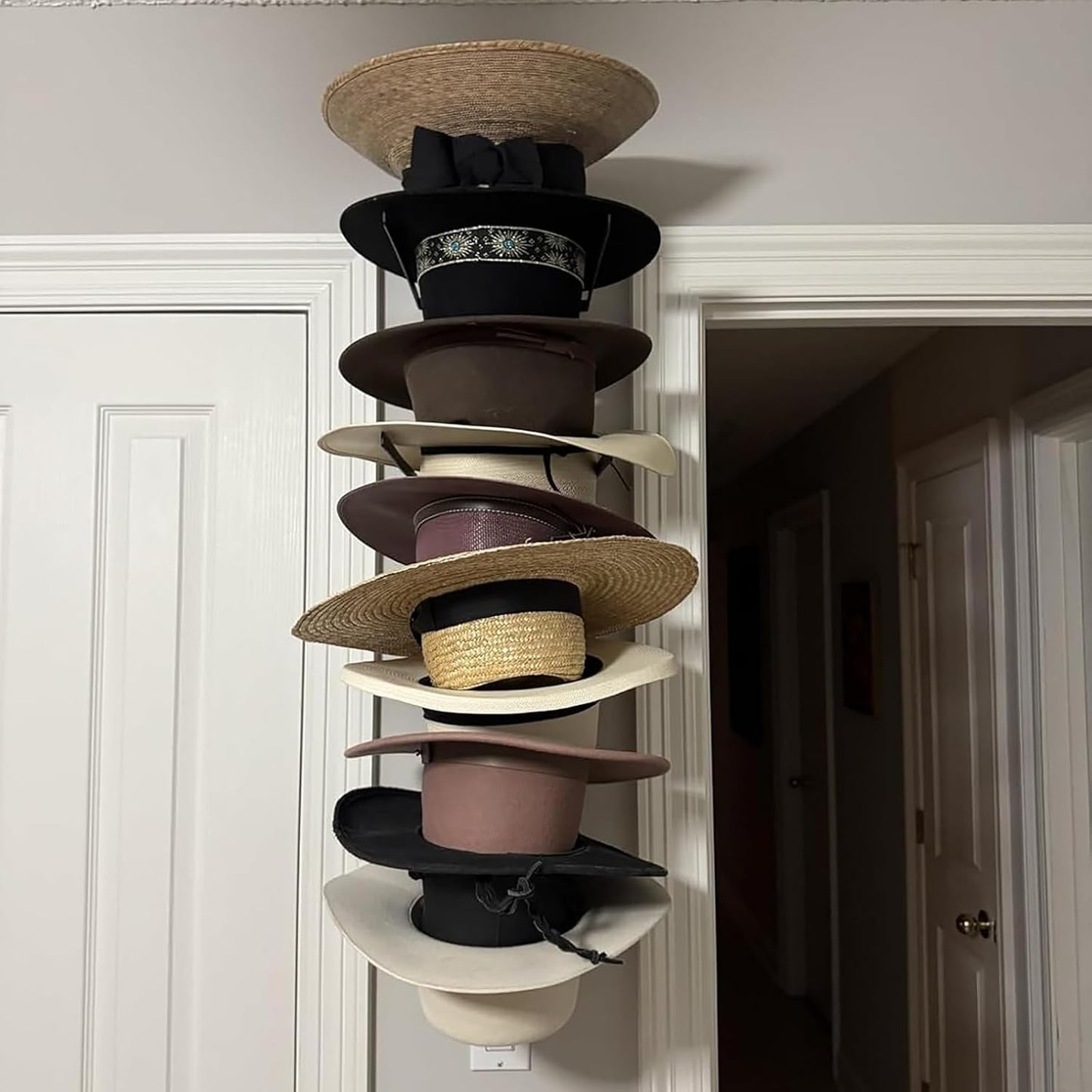 Perchero sombrero 6 Pzas metal negro soporte pared