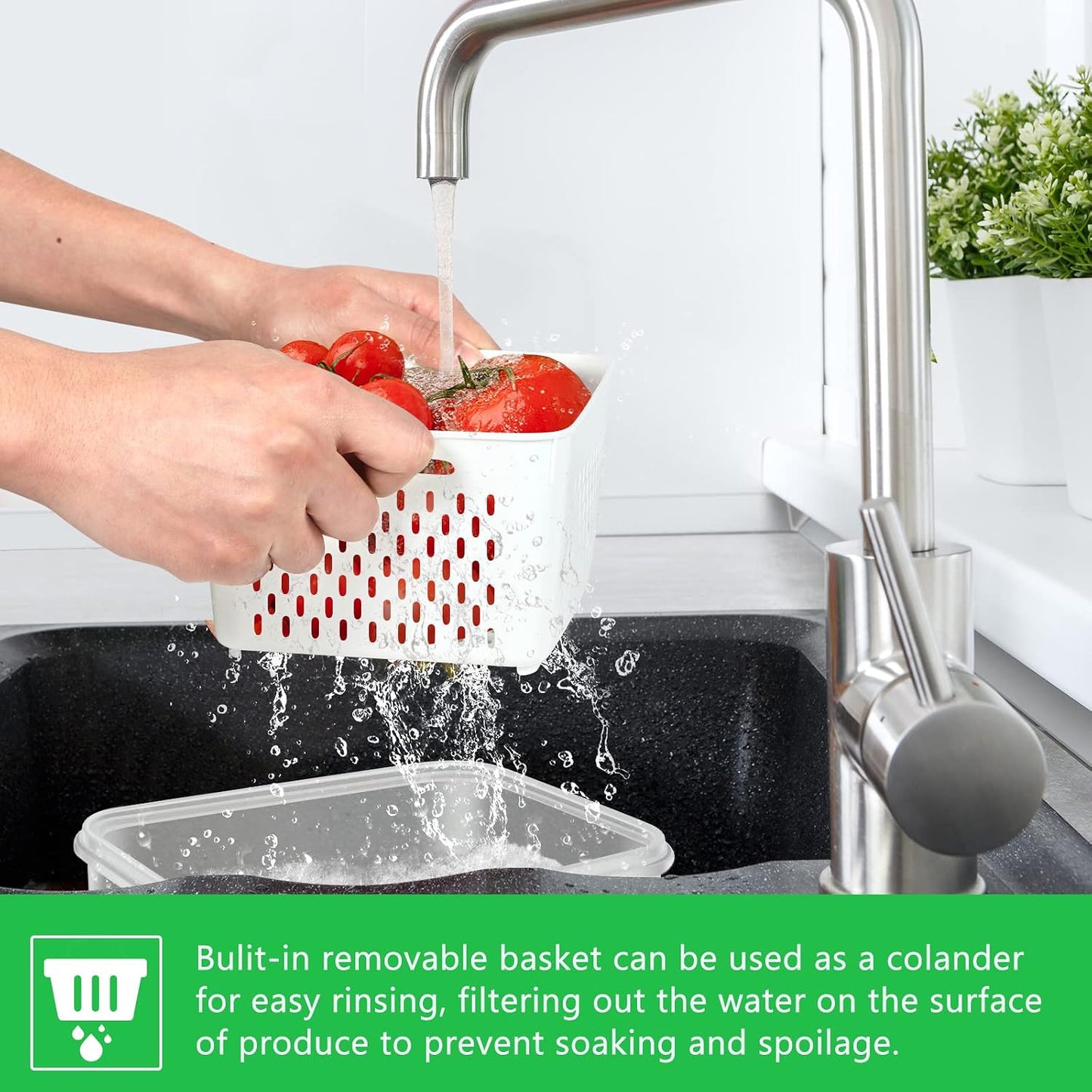 6 Pzas Contenedor Frutas Verduras con Colador Refrigerador