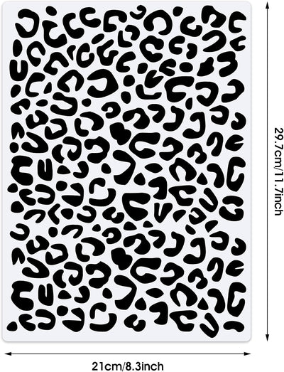 4 Plantillas Piel Leopardo Reutilizables 8.3x11.7pulg