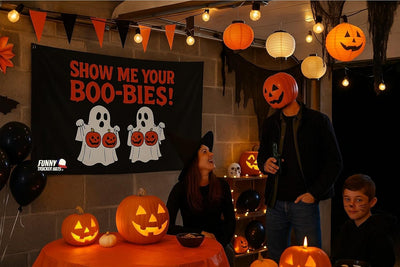 Bandera Halloween 3x5ft Fantasma Show Me Your Boo-Bies