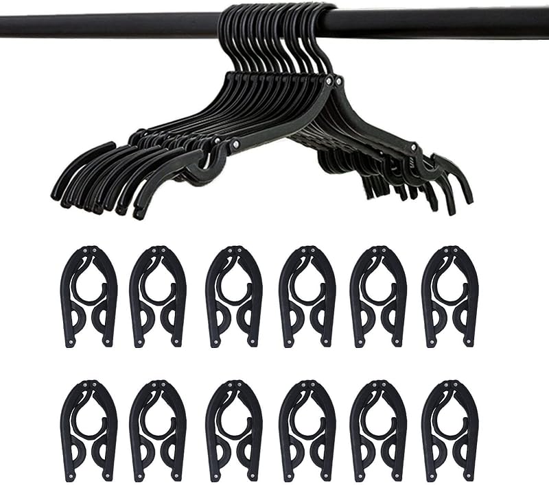 Perchas viaje negras 12 pzas plegables para ropa