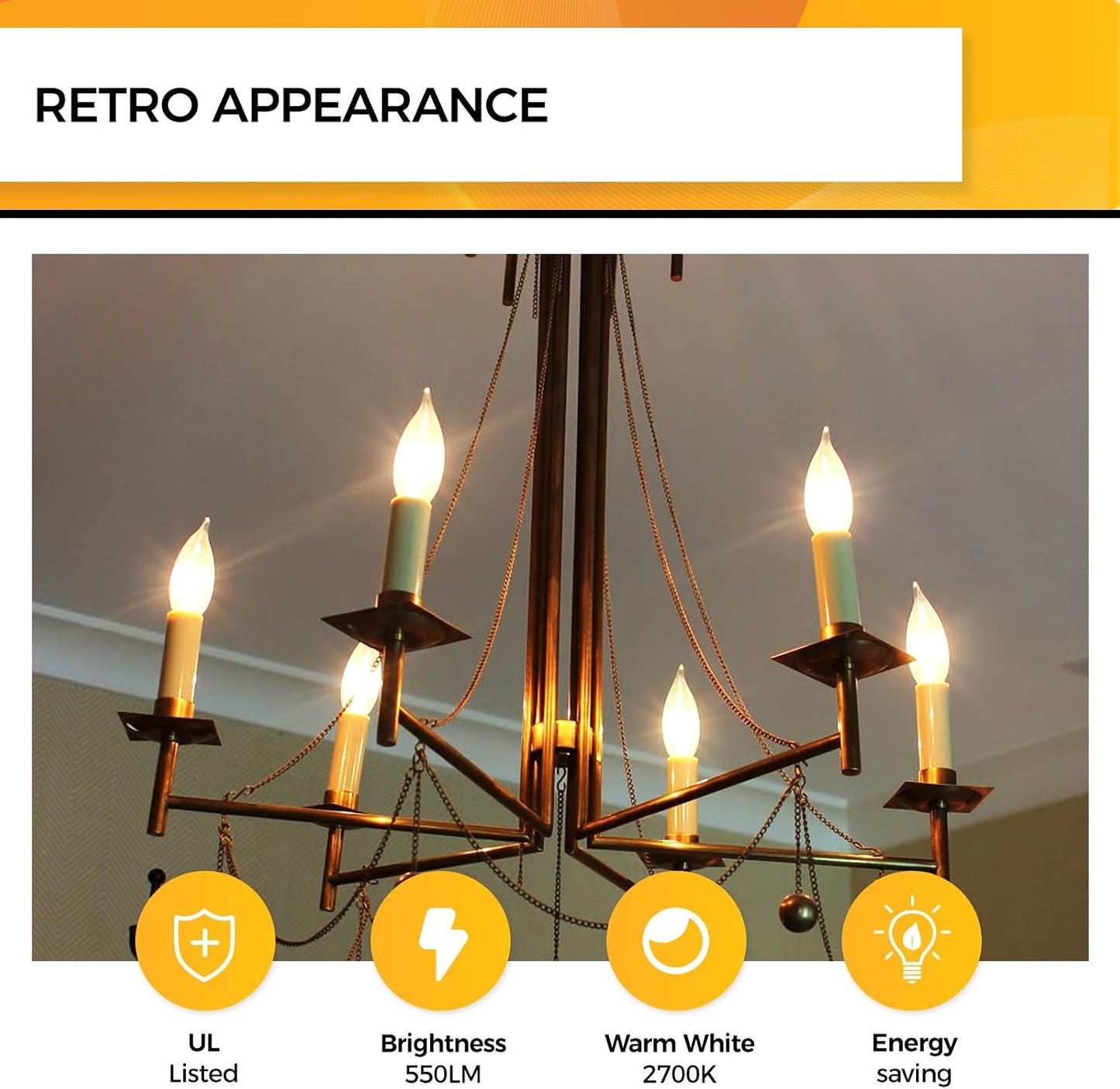 Bombilla LED candelabro 60W eq 2700K blanco cálido CA11