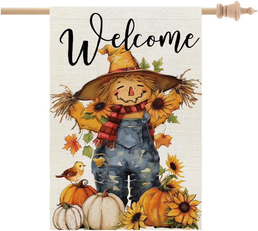 Bandera espantapájaros otoño 28x40" doble cara exterior